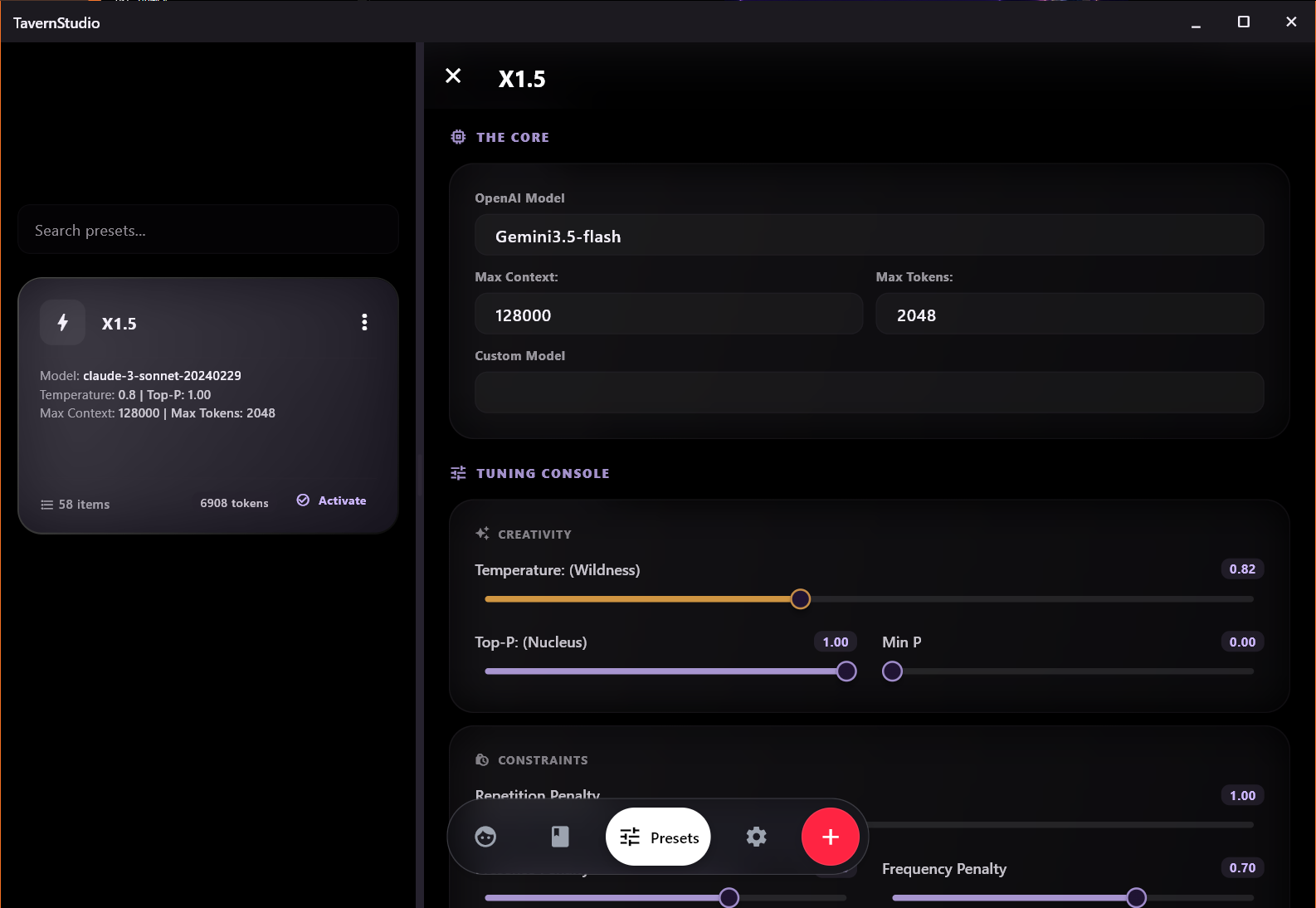 Tavern Studio preset list